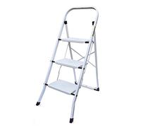 Drabest Scaletta a 3 gradini, antiscivolo, in acciaio, piedini antiscivolo