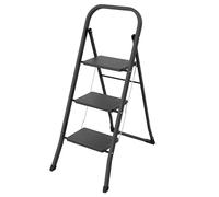 Drabest - Scaletta in Acciaio con 3 Gradini Antiscivolo - Struttura Leggera ed Ergonomica, Facile da Trasportare - Carico Massimo 150kg, 116x90x5cm, Nero