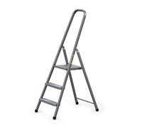 DRABEST Scaletta per Casa in Acciaio con Finitura Verniciata a Polvere e Piattaforma - Scaletta a 3 Gradini con Piattaforma - Scaletta Leggera - Scaletta Pieghevole per la Casa - 125 Kg - 40x125x8 cm