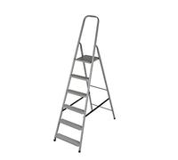 DRABEST Scaletta per Casa in Acciaio con Finitura Verniciata a Polvere e Piattaforma - Scaletta a 6 Gradini con Piattaforma - Scaletta Leggera - Scaletta Pieghevole per la Casa - 125 Kg - 49x197x8 cm