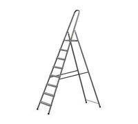 DRABEST Scaletta per Casa in Acciaio con Finitura Verniciata a Polvere e Piattaforma - Scaletta a 8 Gradini con Piattaforma - Scaletta Leggera - Scaletta Pieghevole per la Casa - 125 Kg - 55x243x8cm