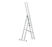 DRABEST SCALETTE SERIE PRO 3x11 Scala Multiuso a Tre Sezioni Pressopiegata in Alluminio 150kg - Scaletta in Alluminio - Scaletta Multiuso - Scaletta Pieghevole Pieghevole - 45x539x 18cm