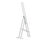 DRABEST SCALETTE SERIE PRO 3x13 Scala Multiuso a Tre Sezioni Pressopiegata in Alluminio 150kg - Scaletta in Alluminio - Scaletta Multiuso - Scaletta Pieghevole Pieghevole - 48x777x19cm