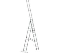 DRABEST SCALETTE SERIE PRO 3x14 Scala Multiuso a Tre Sezioni Pressopiegata in Alluminio - Scaletta in Alluminio - Scaletta Multiuso - Scaletta Pieghevole Pieghevole max 150kg