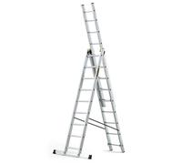 DRABEST SCALETTE SERIE PRO Scala Trasformabile Tripla Scala in Alluminio 3x9 Gradini Pieghevole max 150 kg Gancio Gratuito