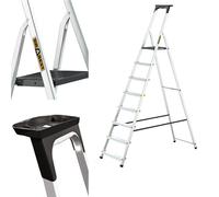 DRABEST SCALETTE SERIE PRO Scaletta in Alluminio Scaletta Domestica a 8 Gradini 150kg - Scaletta in Alluminio con Piedini Antiscivolo e Piattaforma per Scale da Lavoro - Scale Multiuso - 52x237x12cm
