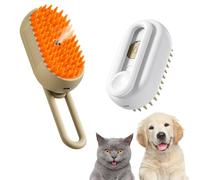 DRABEX Steamy Brush Pro, 3 in 1 Steamy Pet Brush, 360° Swivel Handle, Pet Spray Massage Comb for Gatti and Dogs, One-Click Spray Anti-Flying Comb, Bath Brush (White+Brown)