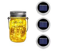 Dracarys 3 Pack Solare Mason Jar Luce 3m 30 LED Solare Argento Filo Fata Coperchio Luce Vetro Mason Jar Appeso Lanterna Giardino Festa Decorativa(non era inclusa la giara)