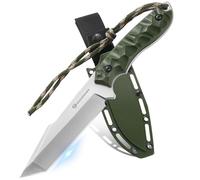 DRACHENADER Coltello da cintura B-ER-TANTO POINT, coltello a lama fissa con lama lunga 13 cm, acciaio 5Cr14MoV, coltello da sopravvivenza outdoor, con fodero in Kydex, lama bianca