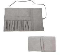 DraCra Borsa porta pennelli da trucco con 14 scomparti, custodia compatta arrotolabile, organizer per pennelli da trucco da donna, set di pennelli da trucco per cosmetici, viaggi all'aperto, Grigio,