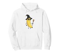 Dracula Halloween Strega Scopa Banana Doodle Divertente Felpa con Cappuccio