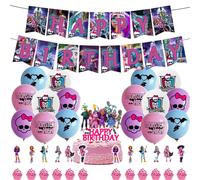 Draculaura Decorazioni di compleanno a tema anime Toralei Stripe/Operetta/Purrsephone, topper per torta con personaggi anime, palloncini a tema anime, forniture per feste per i fan, 30 pezzi