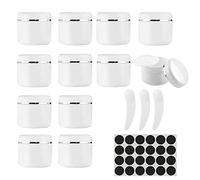 DRADERCH 12 Pezzi 50ml Vasetto di Crema Viaggio Contenitore Cosmetico Bottiglie di Plastica Vuote con Coperchio Etichetta Spatola Flacone da Viaggio per Glitter in Polvere Lozioni Rossetto Crema