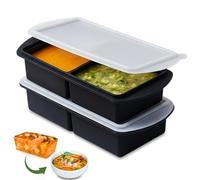 DRADERCH 2 Pezzi Stampo per Congelatore in Silicone Extra Grande con Coperchio, Vaschette Ghiaccio Giganti per Zuppa, Contenitori Congelamento per Brodo Salsa, Senza BPA