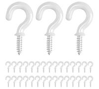 Drado 30pcs Ganci a Vite, Rivestimento in Plastica, Ganci per Soffitto del Giardino della Cucina del Bagno - 1/2'' Bianco