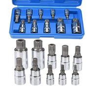 drado Set di chiavi a bussola femmina a dentatura multipla 10 pezzi set di chiavi Torx M4 / M5 / M6 / M8 / M9 / M10 / M12 / M14 / M16 / M18