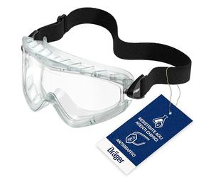 Dräger occhiali di sicurezza X-pect 4400 | Occhiali a visione totale senza nebbia anche| Per cantieri, laboratori, officine | Lente in acetato antigraffio e antirottura con resistenza chimica, 1 pezzo