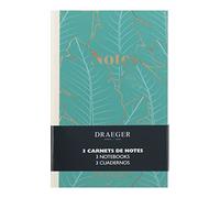 DRAEGER PARIS 1886 44002083, Set di 3 quaderni a righe, formato A6, colore: Verde, Avorio, Rosa