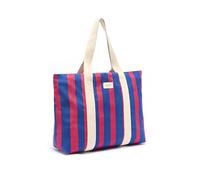 DRAEGER PARIS 1886 - Borsa da donna con motivo a righe - Borsa in cotone spesso - Collezione Office Chic - Elegante, Pratica e Qualsiasi occasione - Indossata spalla - Lampone e Blu