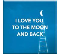 DRAEGER PARIS 1886 - Magnete magnetico decorativo - I Love You to The Moon and Back - Regalo romantico unico - Ideale per Frigo - Dimensioni: 6,5 x 6,5 cm - Regali per occasioni speciali e familiari