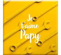 DRAEGER PARIS 1886 - Magnete magnetico decorativo "Je t'aime Papy" - Regalo tattile per nonno - Idea originale per frigorifero e supporti metallici - 6,5 x 6,5 cm