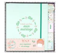 DRAEGER PARIS 1886 Mariage Fleuri Kit di cancelleria - Il Mio organizzatore di Matrimonio, Carta, Verde/Salmone