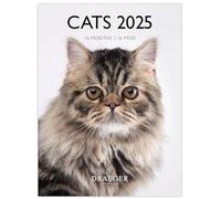 DRAEGER PARIS 1886 - Piccolo calendario da parete per gatti 2025-14x18 cm - settembre 2024 a dicembre 2025-12 foto - 7 lingue - Carta di alta qualità - Organizzazione compatta ed elegante - Regalo
