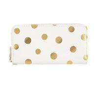 DRAEGER PARIS 1886 Portafoglio Grande da Donna, Motivo: Pois Dorati, Colore: Bianco, 18,5 x 10 x 2,5 cm