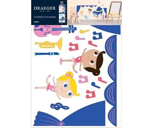 DRAEGER PARIS 1895 Draeger-Sticker Mural Dans Classique et Piano-Homesticker-Décoration Chambre Enfant Salle de Jeux-Grand Format, Multicolor