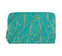 DRAEGER PARIS - Portafoglio 15 x 2,5 x 9,5 cm, colore: verde/oro, con cerniera, accessorio alla moda, idea regalo per amici, famiglia, festa della mamma, fidanzata, Turchese., 15 x 2,5 x 9,5 cm