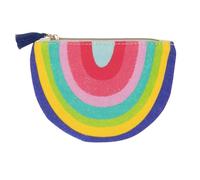 Draeger Paris - Portamonete con stampa arcobaleno, 100% cotone, con zip e pompon, 12 x 9,5 cm