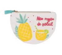 Draeger Paris - Portamonete "Mon rayon de soleil", 100% cotone, con zip e pompon, 12 x 9,5 cm