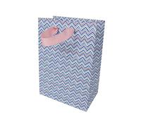 DRAEGER PARIS | Sacchetto regalo a spina di pesce blu rosa | Sacchetto regalo Natale, festa di fine anno | piccolo formato 16x10x23cm