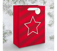 Draeger Paris - Sacchetto regalo grande formato a strisce rosse e stella AR