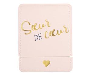DRAEGER Paris | Specchio tascabile Sorella di Cuore con custodia Rosa | Specchio quadrato Trucco da portare ovunque | Ideale per casa e viaggi | 9 x 7 cm | Regalo personalizzato Compleanno, Tutte le occasioni