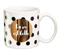 DRAEGER PARIS | Tazza nera e oro porcellana fine "La vita è bella" | Idea regalo personalizzata da regalare ai tuoi cari | Tazza originale con confezione regalo