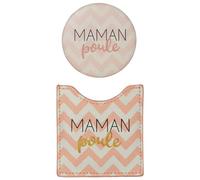 Draeger - Specchio rotondo da taschino con scritta “Maman gallo”, ideale come regalo di compleanno, per tutte le occasioni, dimensioni: 8,5 cm x 8 cm