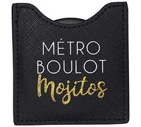 Draeger - Specchio rotondo da taschino con scritta "Metro Boulot Mojitos", ideale come regalo di compleanno, per tutte le occasioni, dimensioni: 8,5 cm x 8 cm