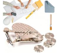Drafting Kit, Gear Train Ruling Pen, Vintage Precision Dotting Tools with 4 Interchangeable Wheels for Blueprint Restoration, Technical Engineering Drawing ＆Architectural Design (Gold)