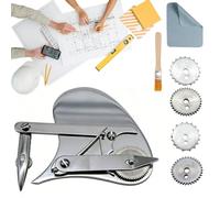 Drafting Kit, Gear Train Ruling Pen, Vintage Precision Dotting Tools with 4 Interchangeable Wheels for Blueprint Restoration, Technical Engineering Drawing ＆Architectural Design (Silver)