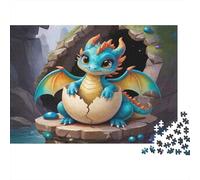 Draghetto che Si Schiude Illustrazione Fantasy Puzzle 1000 Pezzi Carta Puzzle per Adulti Puzzle per Famiglia Relax Decorazione Regalo 70x50cm/1000pcs