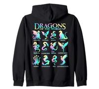 Draghi del Mondo Tipi di Draghi Felpa con Cappuccio