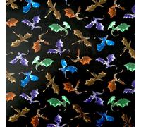 Draghi In Volo Tessuto In Cotone 100% Timeless Treasures Mito Leggenda Fantasia