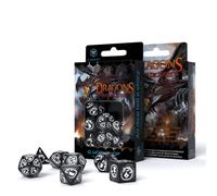 Draghi RPG Dadi Set Nero e Bianco Gioco di Ruolo Giochi Q-Workshop Dnd Rullo