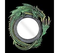 DRAGHI SPECCHIO TONDO - Specchio muro VERDE SPECCHI Drago Fantasia gotica Figura
