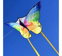 Drago a farfalla per bambini, con drago singolo, per bambini a partire da 3 e adulti, 140 x 75 cm, con filo di drago da 100 m e coda colorata lunga 8 x 75 cm