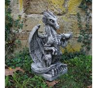 Drago Alien Dino Figura di Pietra H.51 CM 29 X 28 CM Grigio 18 KG Calcestruzzo