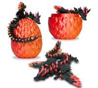 Drago Articolato Alato e il Suo Uovo Stampato in 3D - Decorazione Universo Fantastico Fidget Toy Idea Regalo Unica Decorazione per la Casa Camera Salotto Bambini (Nero + Rosso Oro)