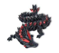 Drago articolato stampato in 3D decorazione universo fantasy Fidget giocattolo idea regalo unica decorazione per la casa, la camera da letto, il salotto dei bambini (nero e nero rosso)