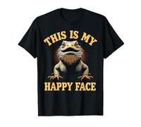 Drago Barbuto This Is My Happy Face Cute Rettile Art Maglietta